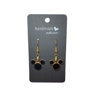 Handmade Black and Gold Mouse Earrings